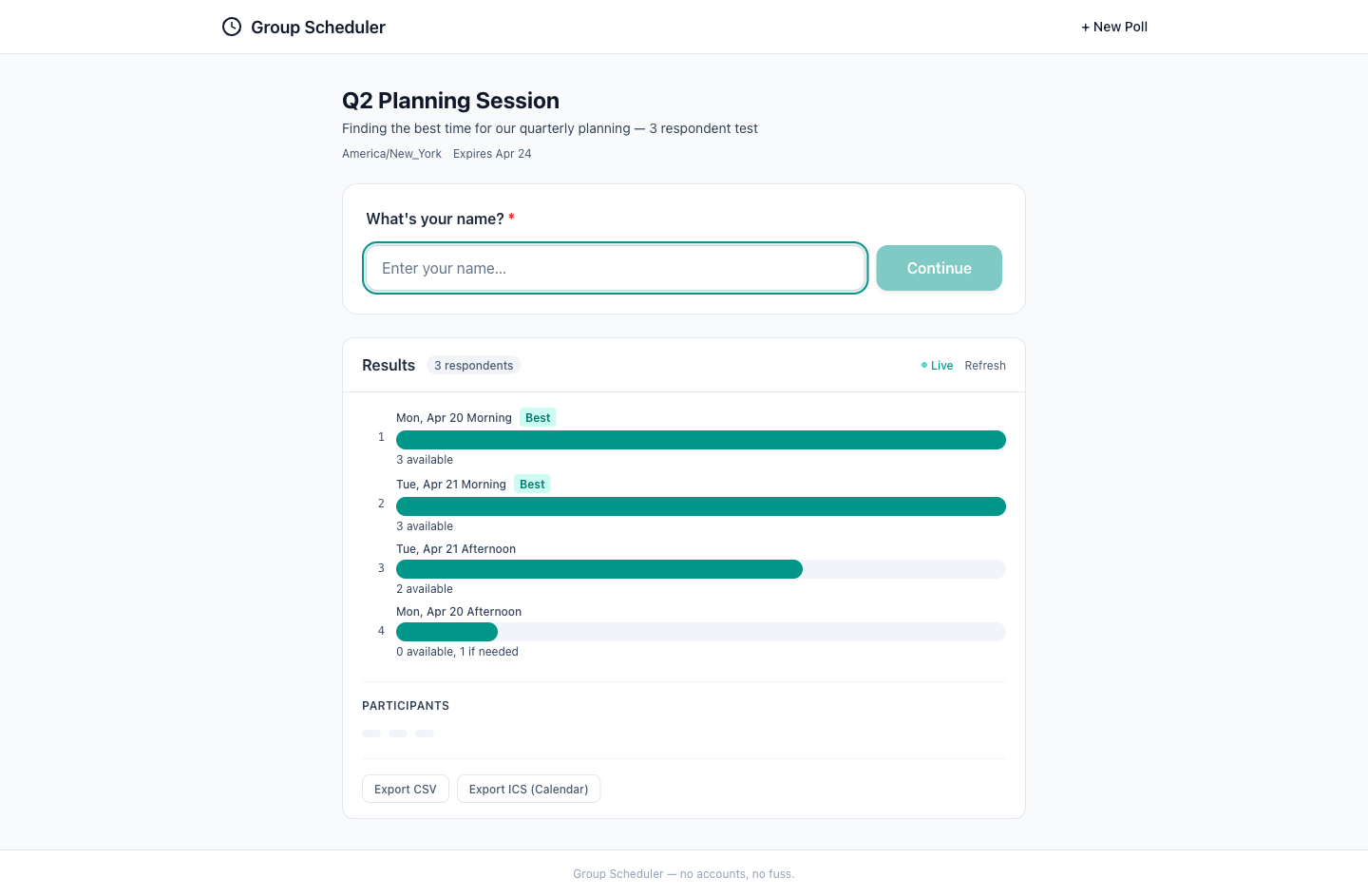 Poll showing all 3 respondents